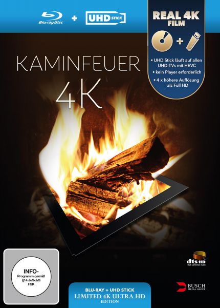 Kaminfeuer 4K (UHD Stick in Real 4K + Blu-ray) - Limited Edition